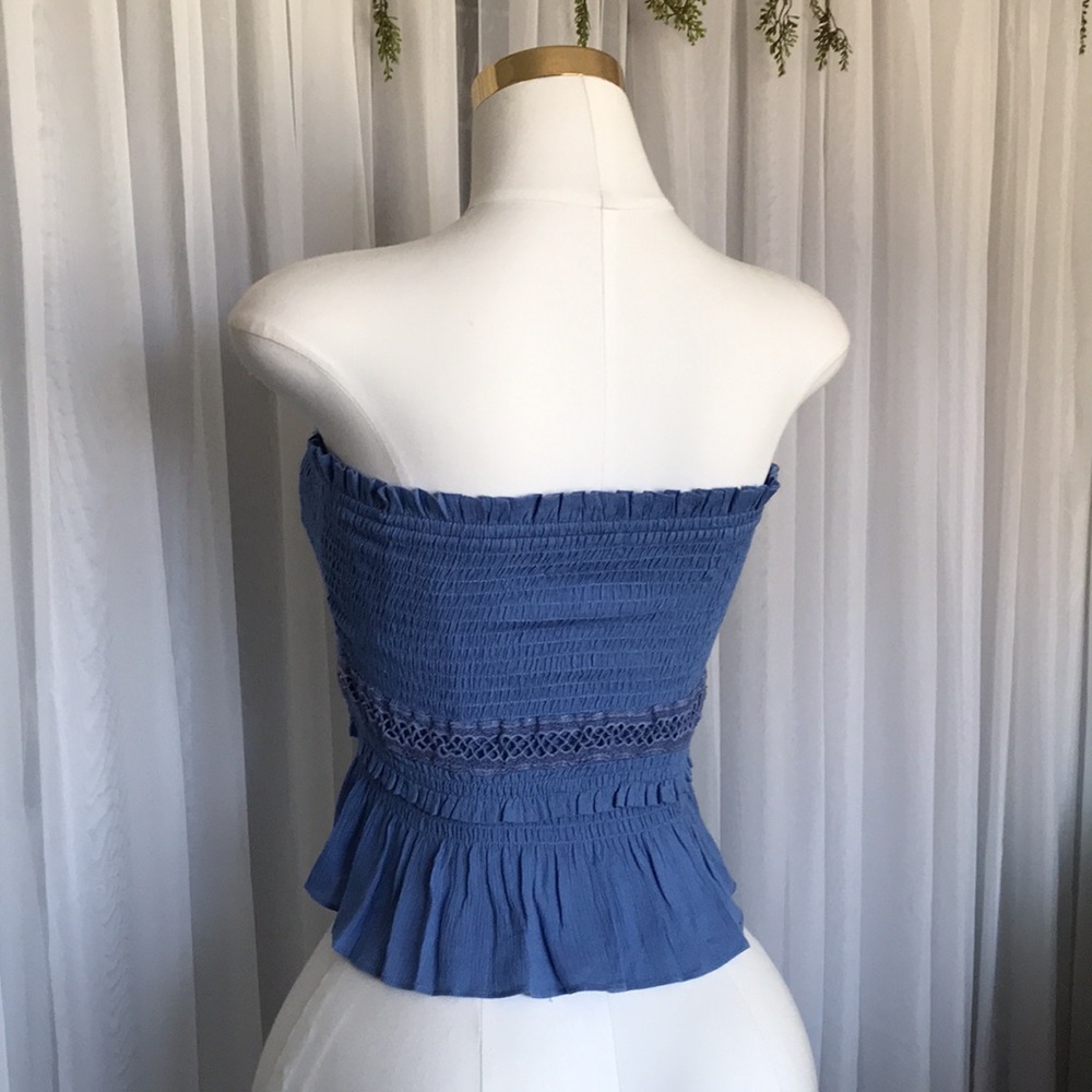 Embroidered Trim Ruffle Smocked Tube Top - Picture 4 of 5